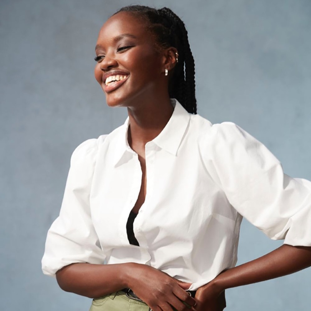 NWT RW&Co puffy sleeve white shirt - xs